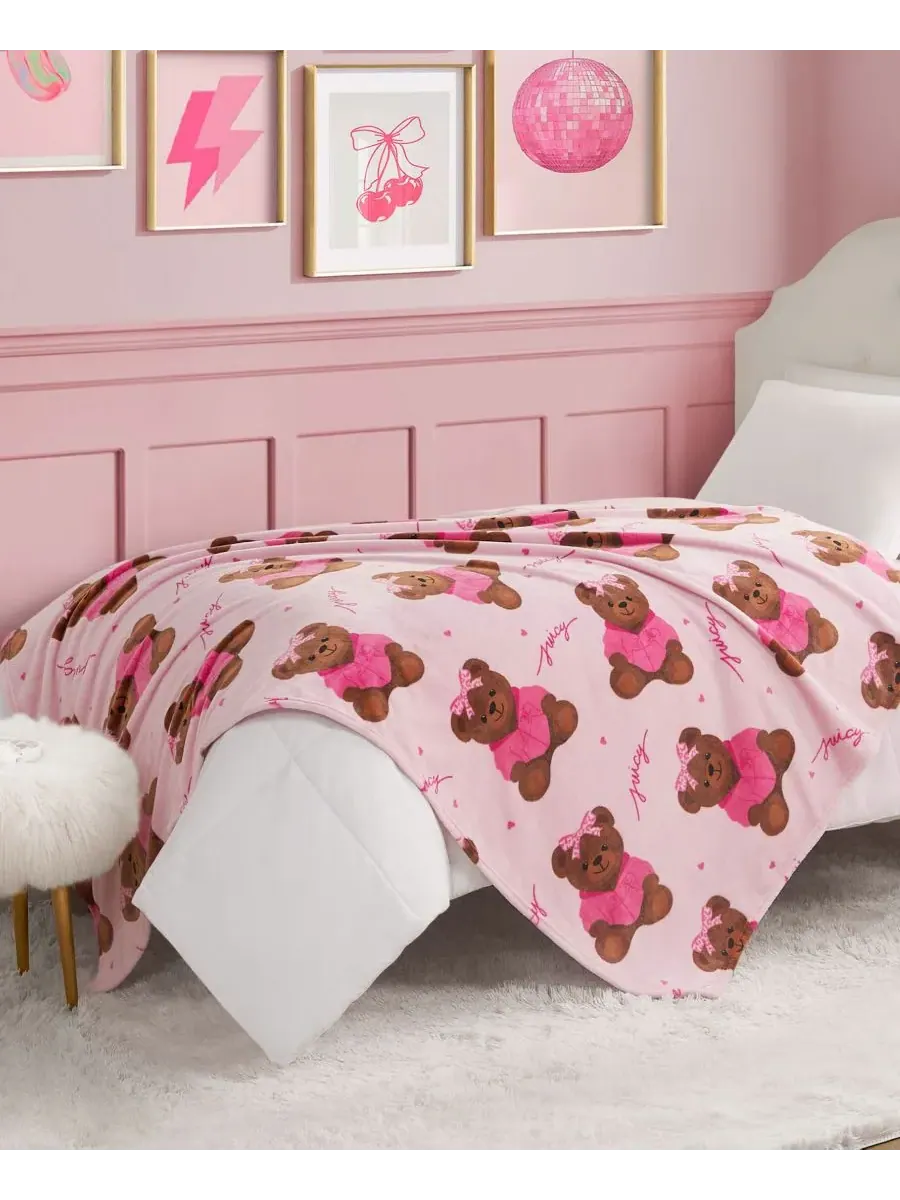 Детский плюшевый плед, 127 x 178 см Juicy Couture — изображение 2 из 5, розовый