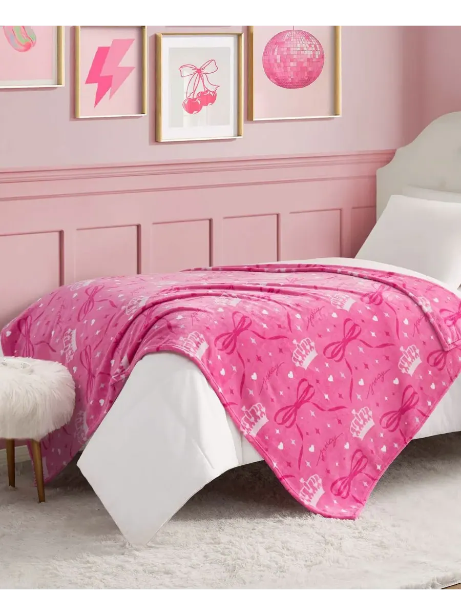 Детский плюшевый плед, 127 x 178 см Juicy Couture — изображение 2 из 5, розовый