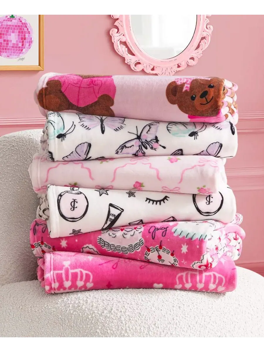 Детский плюшевый плед, 127 x 178 см Juicy Couture — изображение 6 из 6, розовый