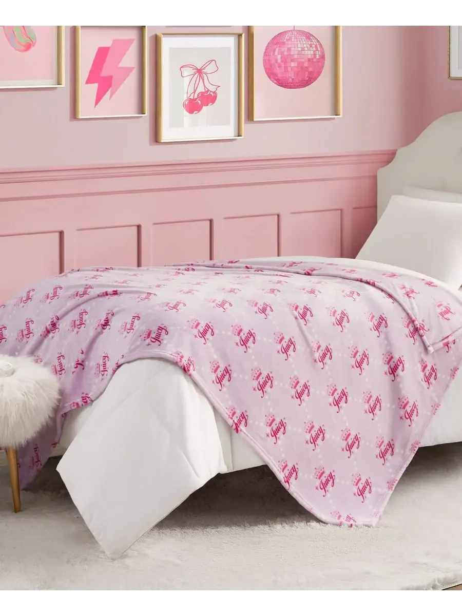 Детский плюшевый плед, 127 x 178 см Juicy Couture — изображение 2 из 5, лавандовый