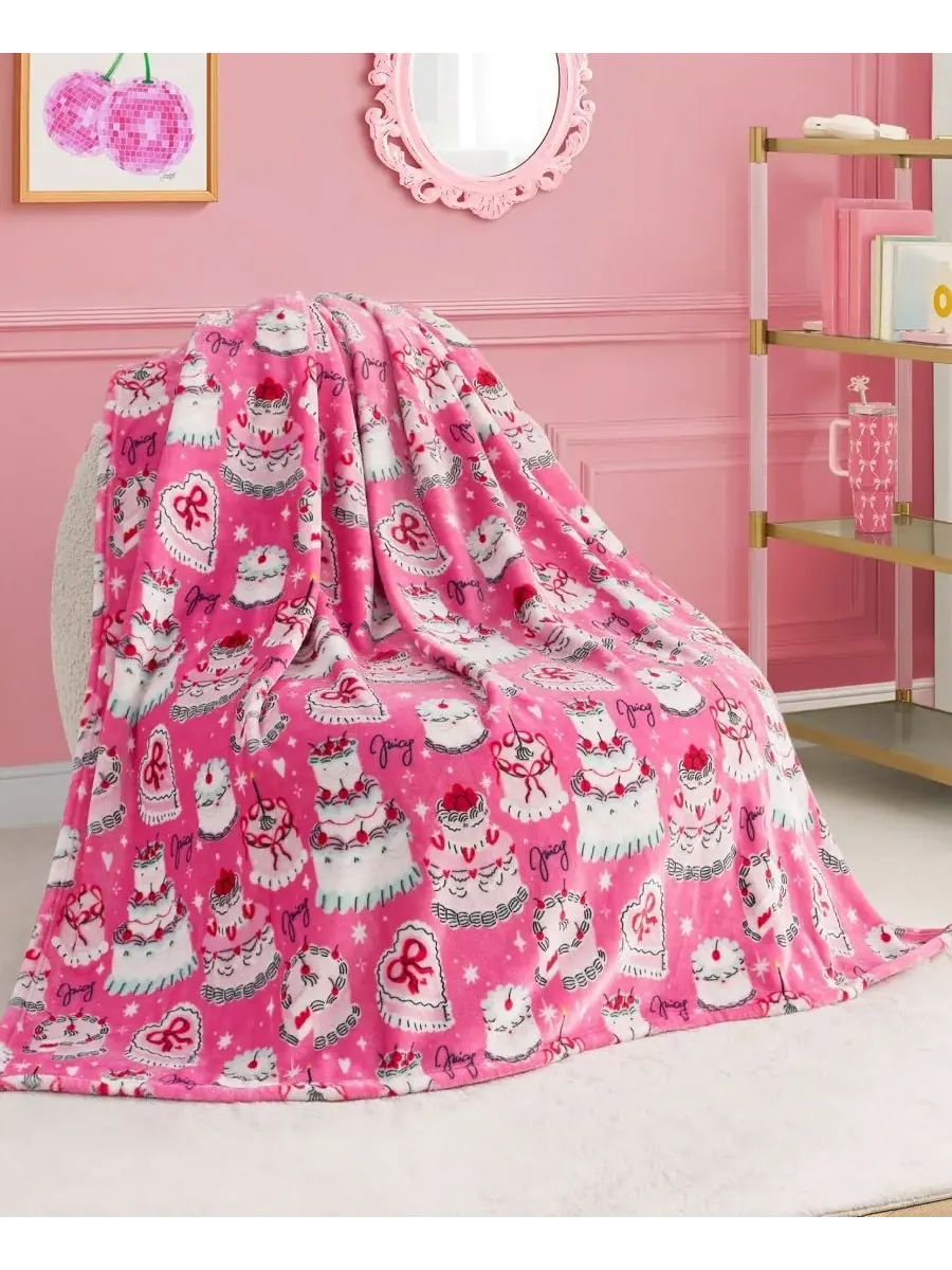 Детский плюшевый плед, 127 x 178 см Juicy Couture — изображение 1 из 5, розовый/вишневый