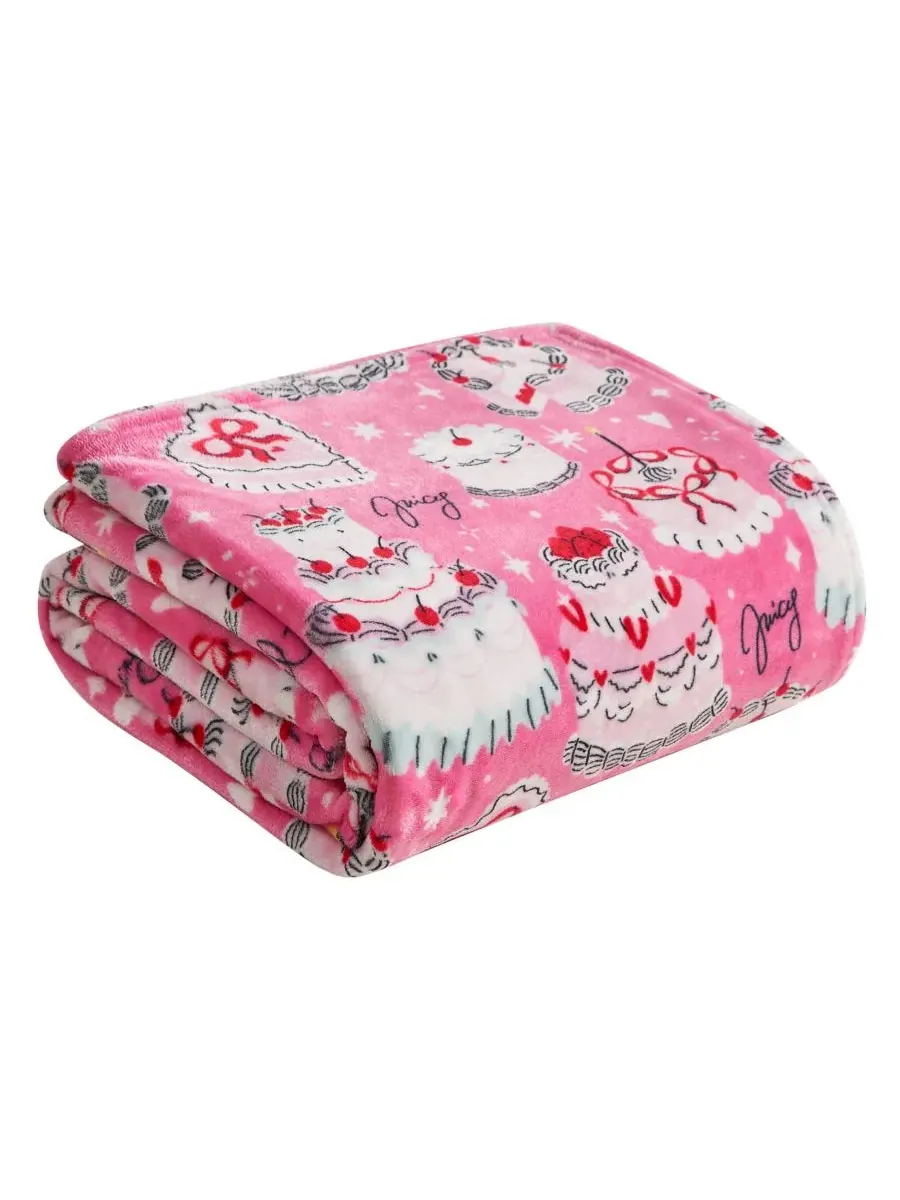 Детский плюшевый плед, 127 x 178 см Juicy Couture — изображение 5 из 5, розовый/вишневый