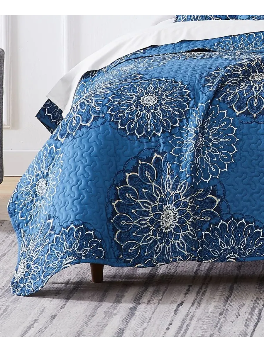 Комплект постельного белья Midnight Floral из 6 предметов, размер King/California King Southshore — изображение 3 из 7, синий
