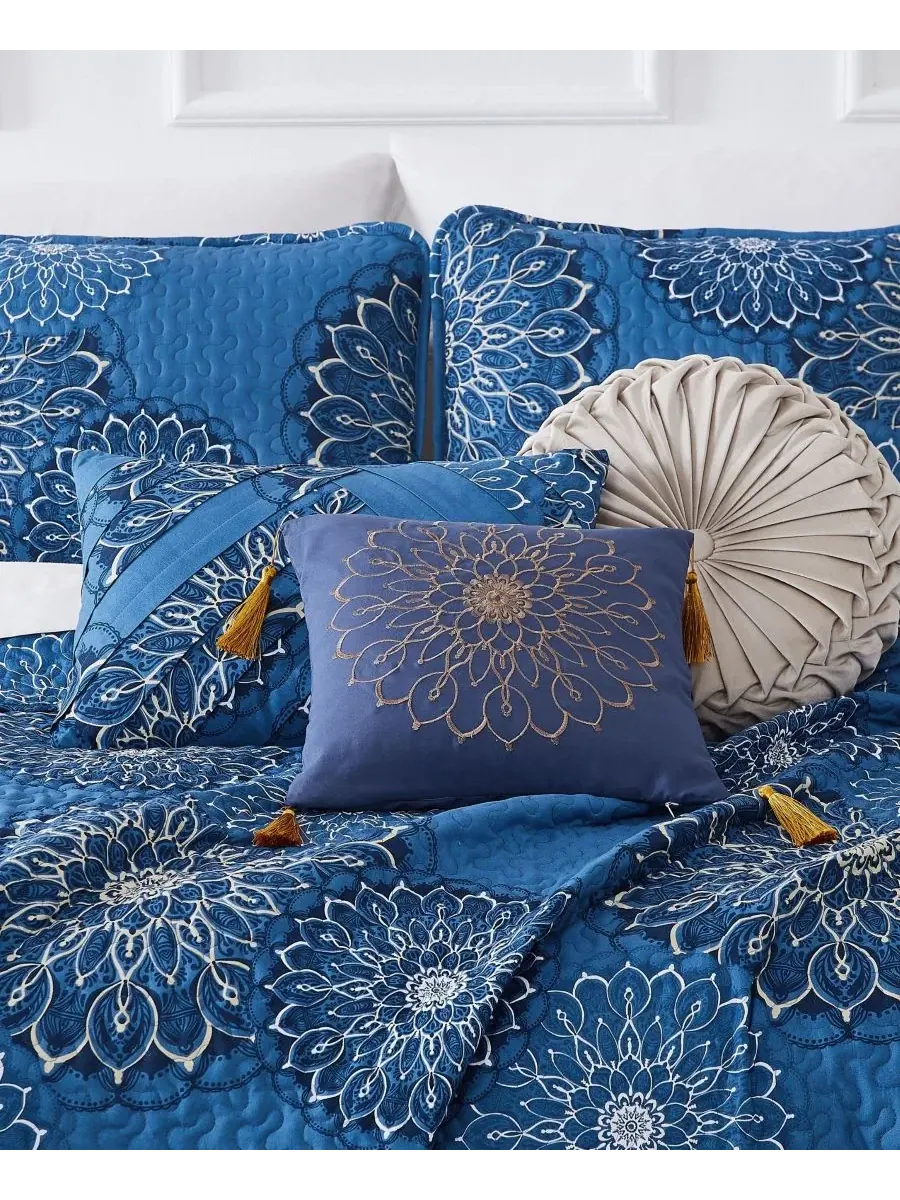Комплект постельного белья Midnight Floral из 6 предметов, размер King/California King Southshore — изображение 4 из 7, синий