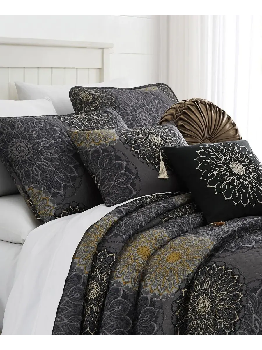 Комплект постельного белья Midnight Floral из 6 предметов, размер King/California King Southshore — изображение 5 из 7, синий