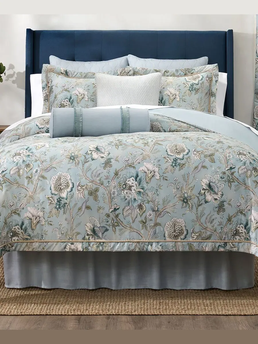 Комплект постельного белья Josephine Floral 4-Piece Comforter Set Rose Tree — синий