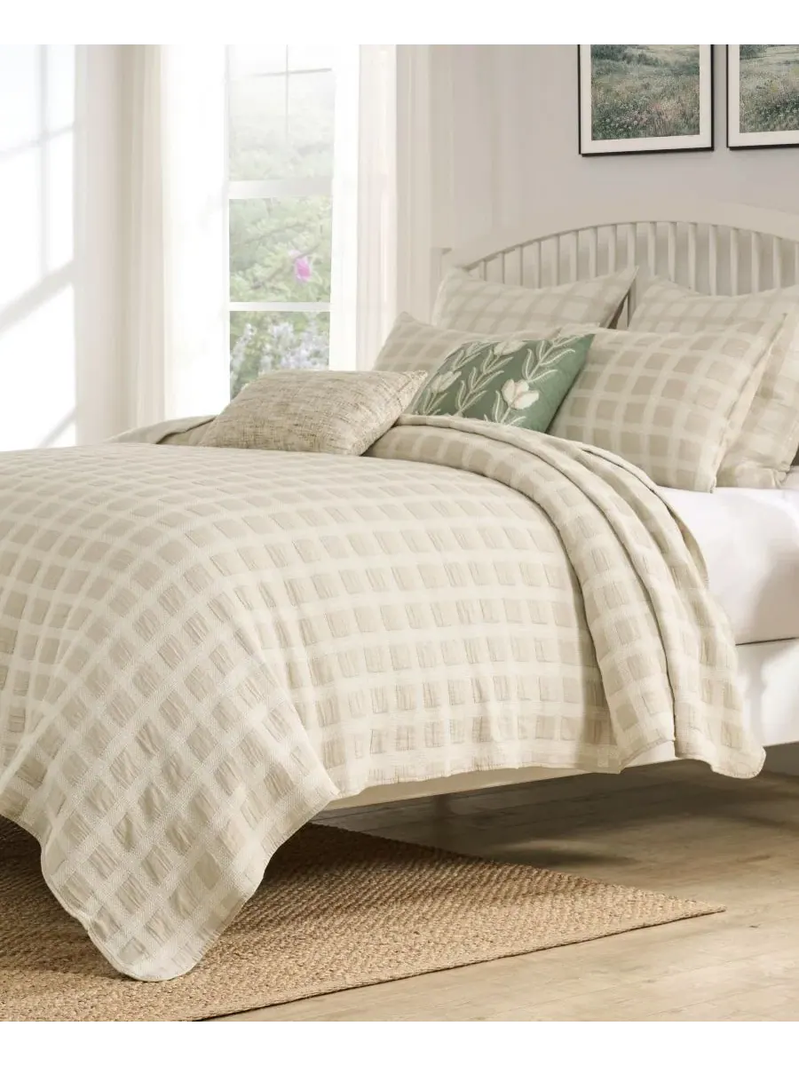 Покрывало 2-предметное Millhouse Jacquard-Woven Twin Greenland Home Fashions — изображение 3 из 6, тауп