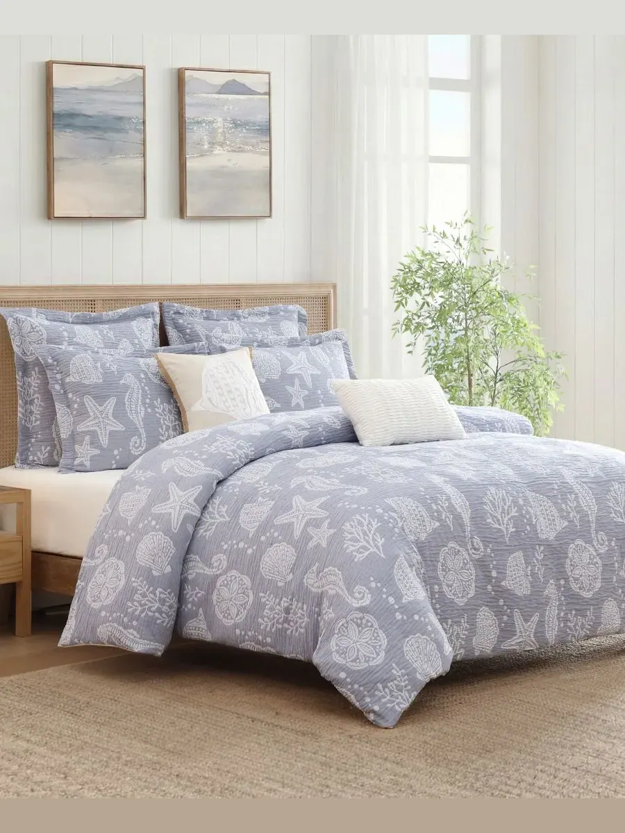 Комплект постельного белья Seaside Charm из 3 предметов, размер King Levtex — изображение 1 из 7, джинсовый синий синий