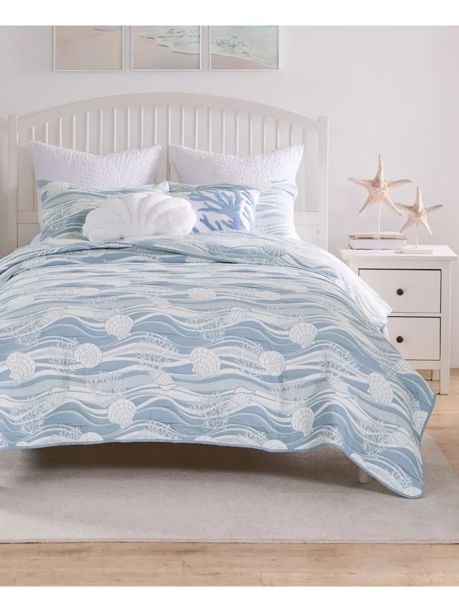 Dover Двусторонний Мателассе, 2 шт. Комплект покрывал, Твин Greenland Home Fashions — изображение 3 из 6, синий
