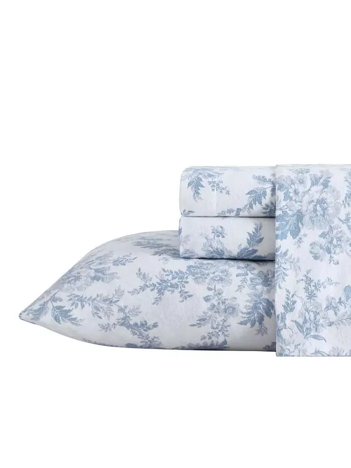 Наборы простыней из хлопковой фланели Laura Ashley — изображение 1 из 4, синий