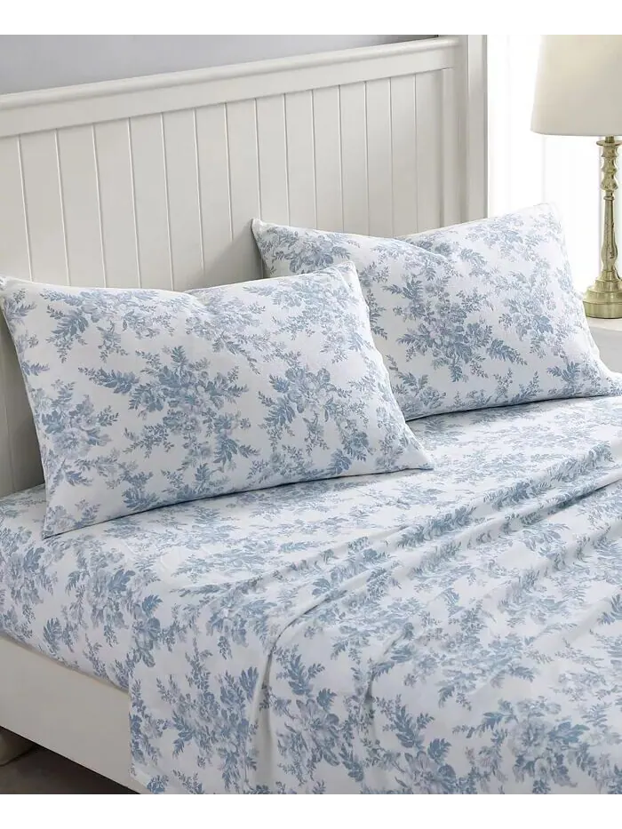 Наборы простыней из хлопковой фланели Laura Ashley — изображение 2 из 4, синий