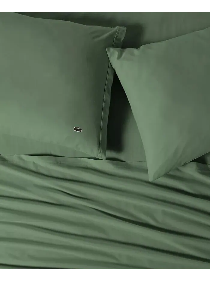Твердый хлопковый перкаль 4 шт. Наборы простыней Lacoste Home — изображение 2 из 3, зеленый