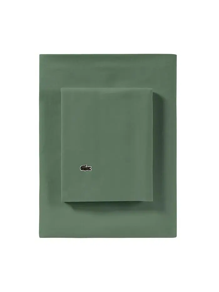 Твердый хлопковый перкаль 4 шт. Наборы простыней Lacoste Home — изображение 3 из 3, зеленый