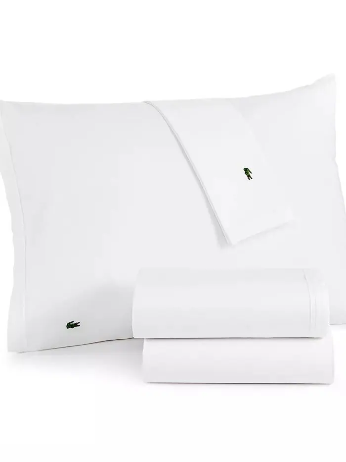 Твердый хлопковый перкаль 4 шт. Наборы простыней Lacoste Home — изображение 1 из 3, розовый