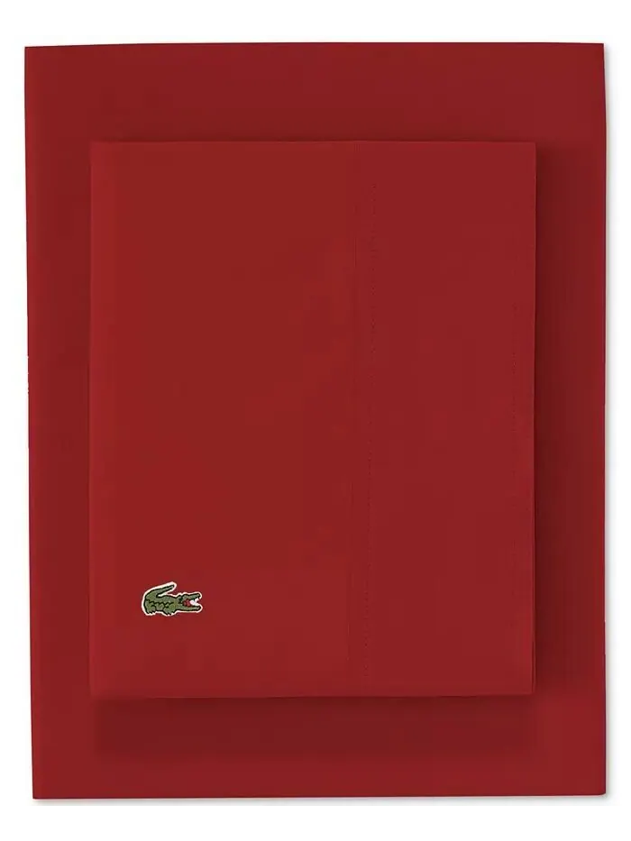 Твердый хлопковый перкаль 4 шт. Наборы простыней Lacoste Home — изображение 2 из 2, перец чили