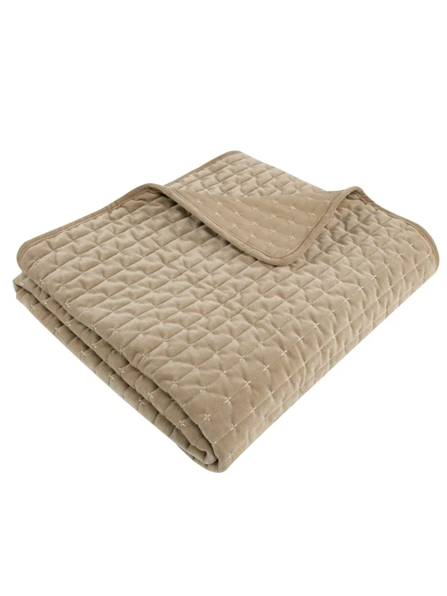 Двустороннее стеганое покрывало Velvet Stitch, 50 x 60 дюймов Levtex — изображение 1 из 7, тауп