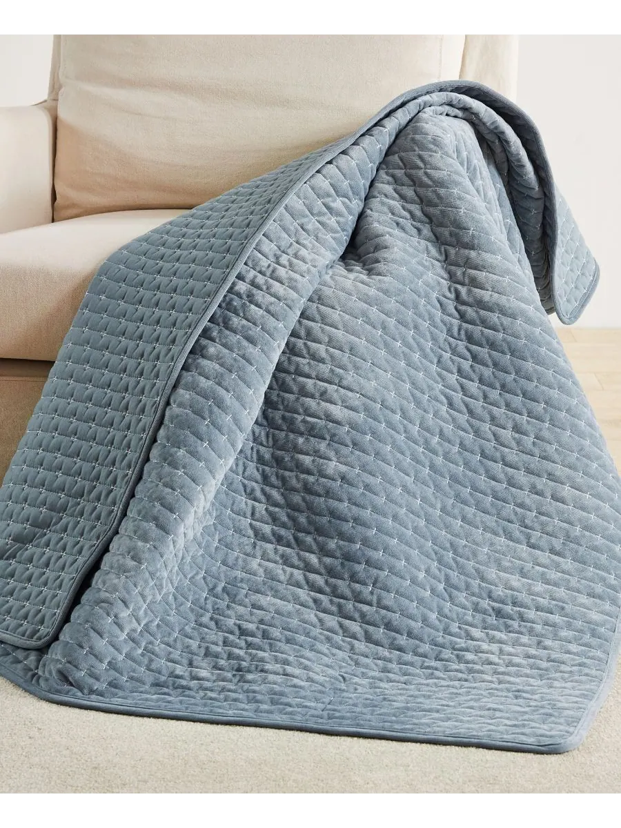 Двустороннее стеганое покрывало Velvet Stitch, 50 x 60 дюймов Levtex — изображение 2 из 7, шамбре
