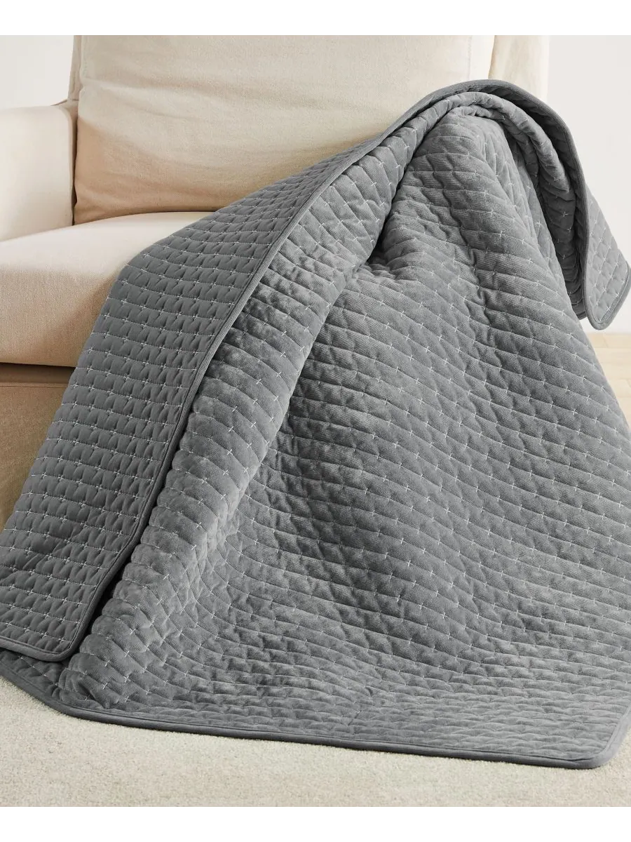 Двустороннее стеганое покрывало Velvet Stitch, 50 x 60 дюймов Levtex — изображение 2 из 6, серый