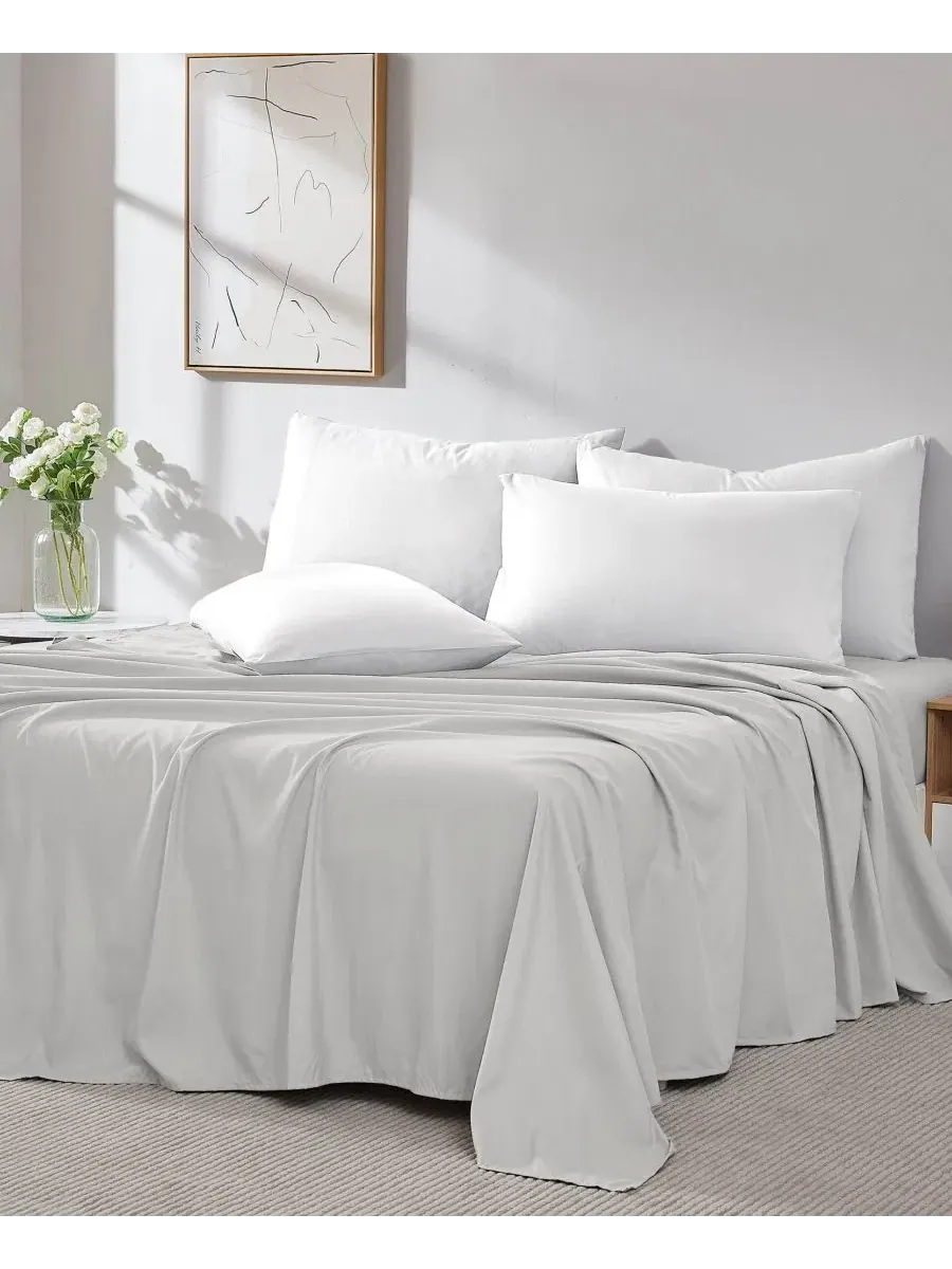 Комплект плоских простыней 2 шт., 203x239 см, сверхмягкие, Vilano Southshore Fine Linens — изображение 4 из 5, светлый серый