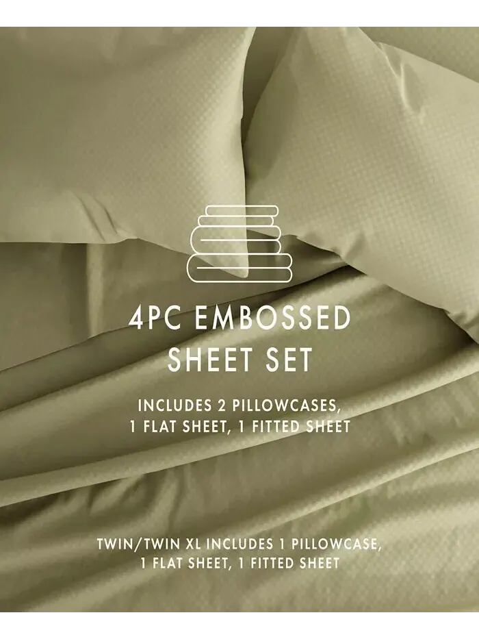 Наборы простыней в клетку из 4 предметов с тиснением The Home Collection ienjoy Home — изображение 6 из 6