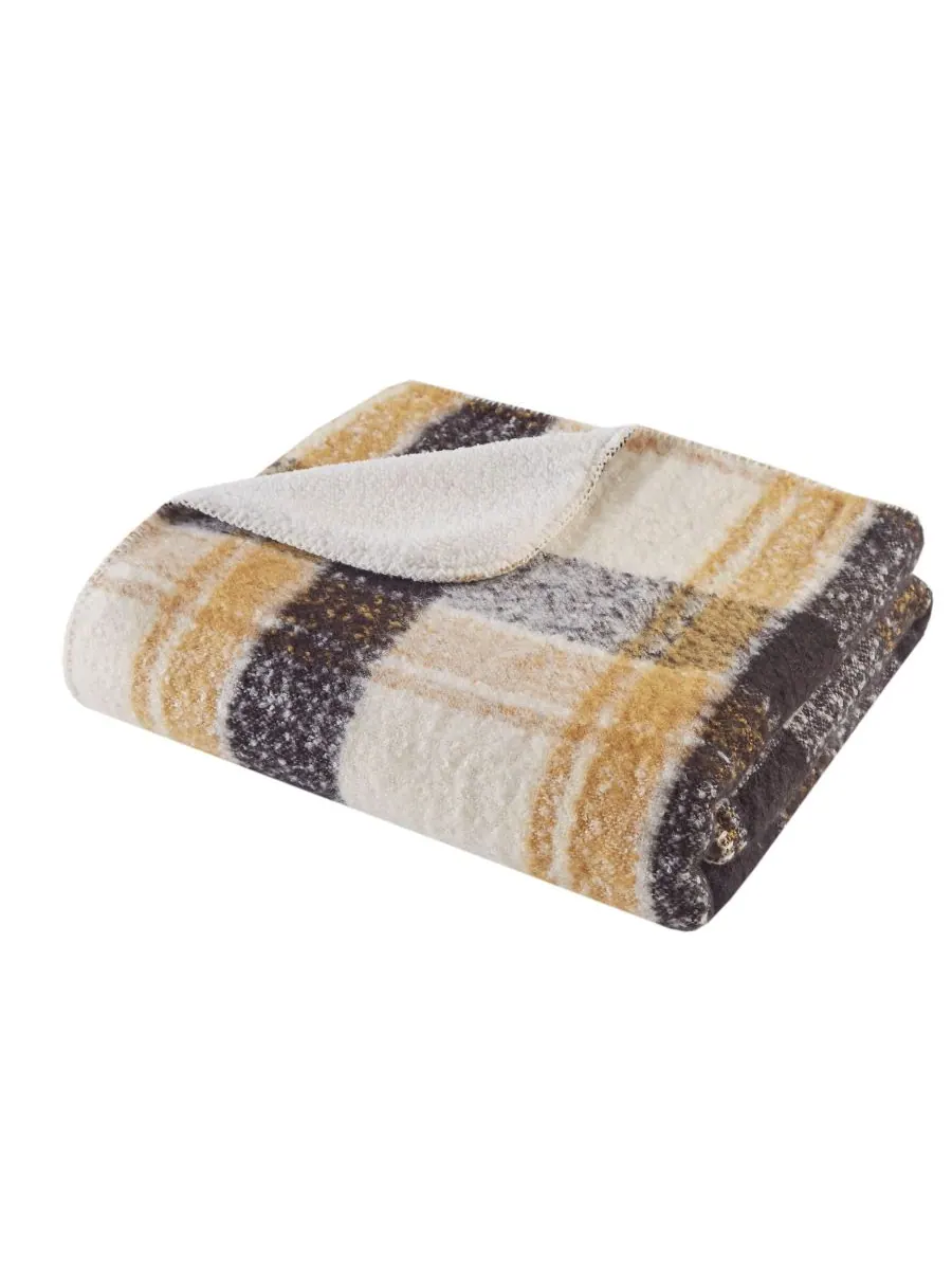 Плед Bloomington из искусственного мохера с отделкой под шерпу, 50 x 60 дюймов Woolrich — изображение 5 из 5, бежевый