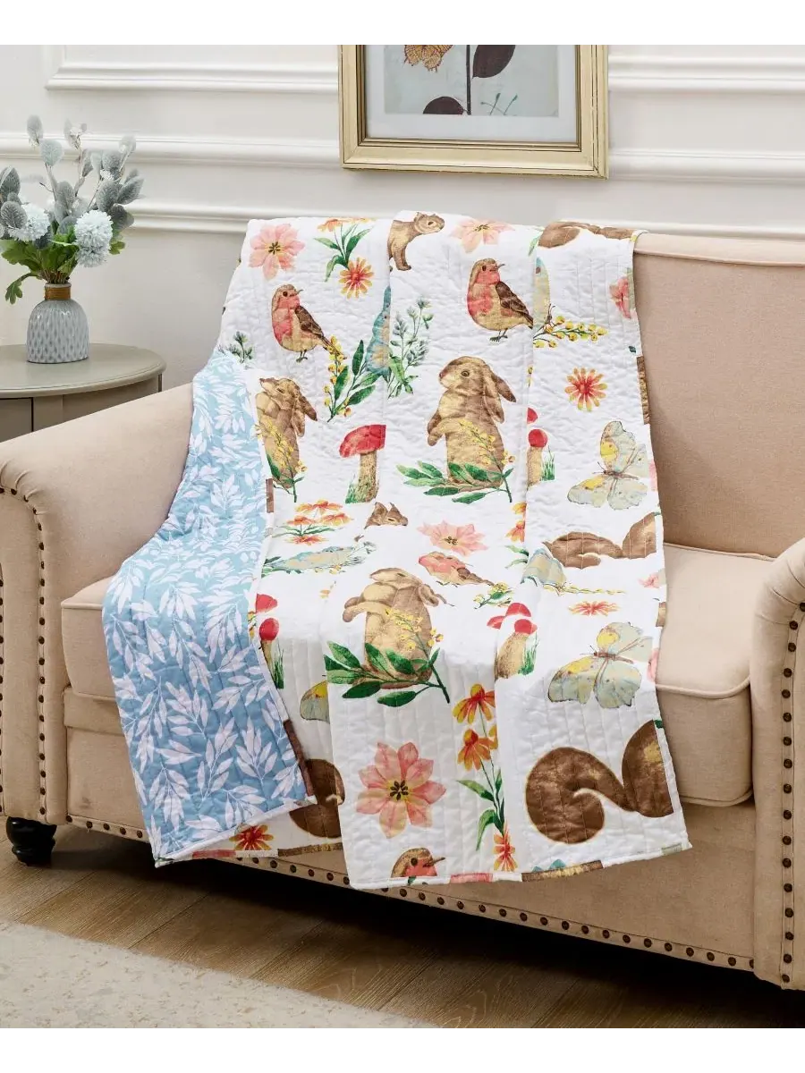 Плед из хлопкового микроволокна Willow Reversible Cotton Blend Throw Greenland Home Fashions — изображение 2 из 7, белый