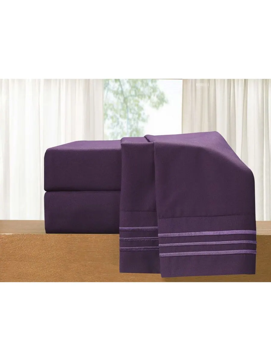Роскошный мягкий однотонный комплект постельного белья из 6 предметов, размер King Elegant Comfort — изображение 5 из 9