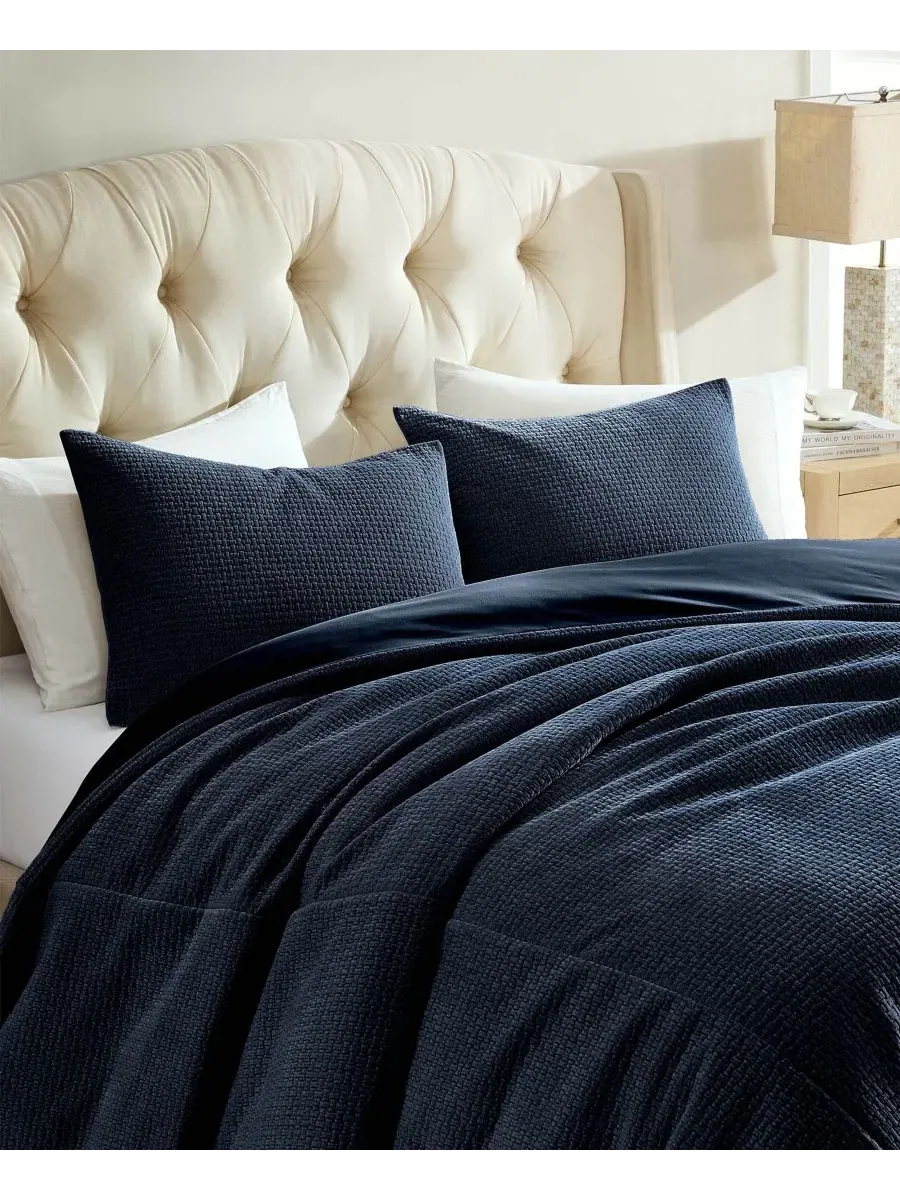 Покрывало Jessa Basketweave 3-Piece Coverlet Set Riverbrook Home — изображение 1 из 6, голубика