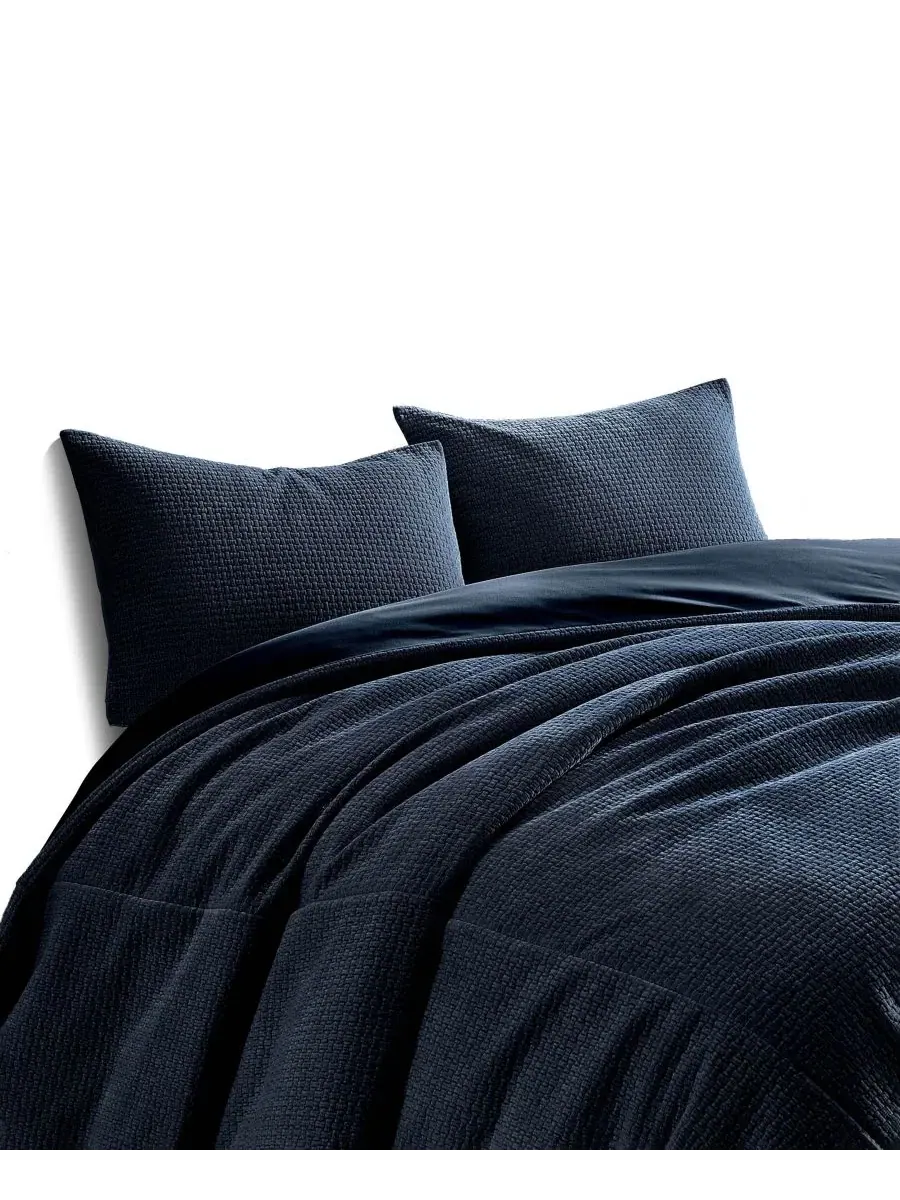 Покрывало Jessa Basketweave 3-Piece Coverlet Set Riverbrook Home — изображение 2 из 6, голубика