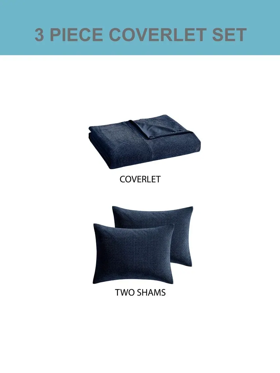 Покрывало Jessa Basketweave 3-Piece Coverlet Set Riverbrook Home — изображение 6 из 6, голубика