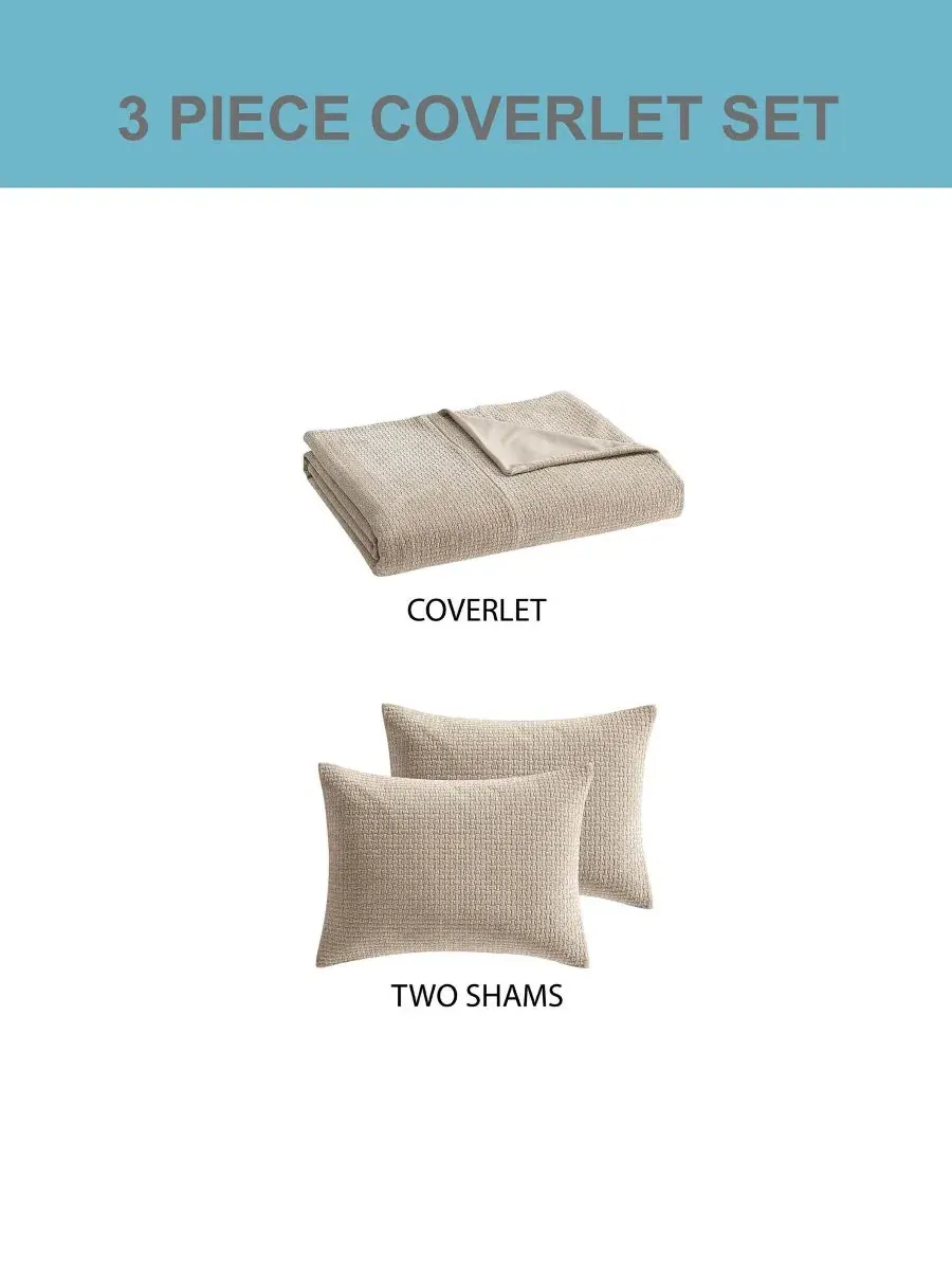 Покрывало Jessa Basketweave 3-Piece Coverlet Set, Queen Riverbrook Home — изображение 6 из 6, лунный