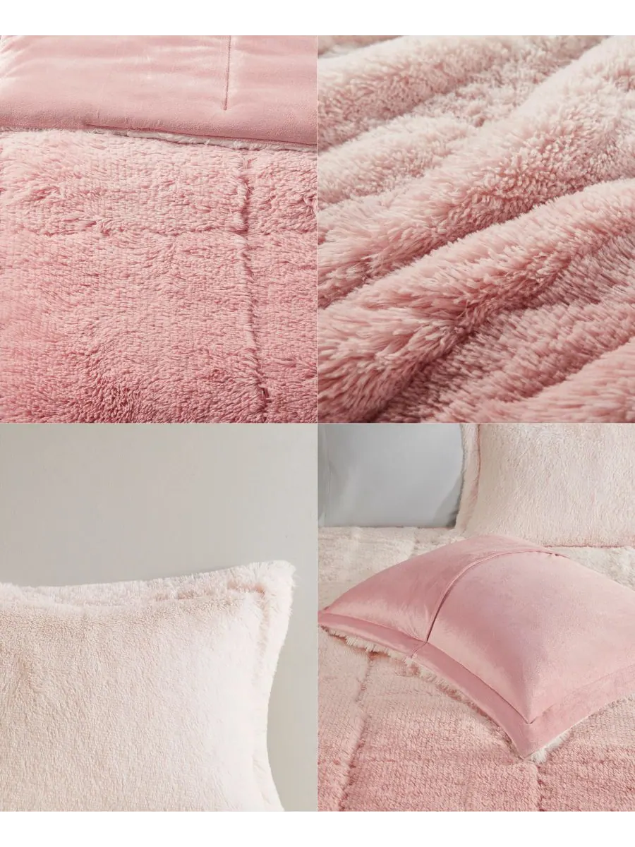 Комплект постельного белья Brielle Ombre из 3 предметов с пушистым искусственным мехом, размер — изображение 6 из 9