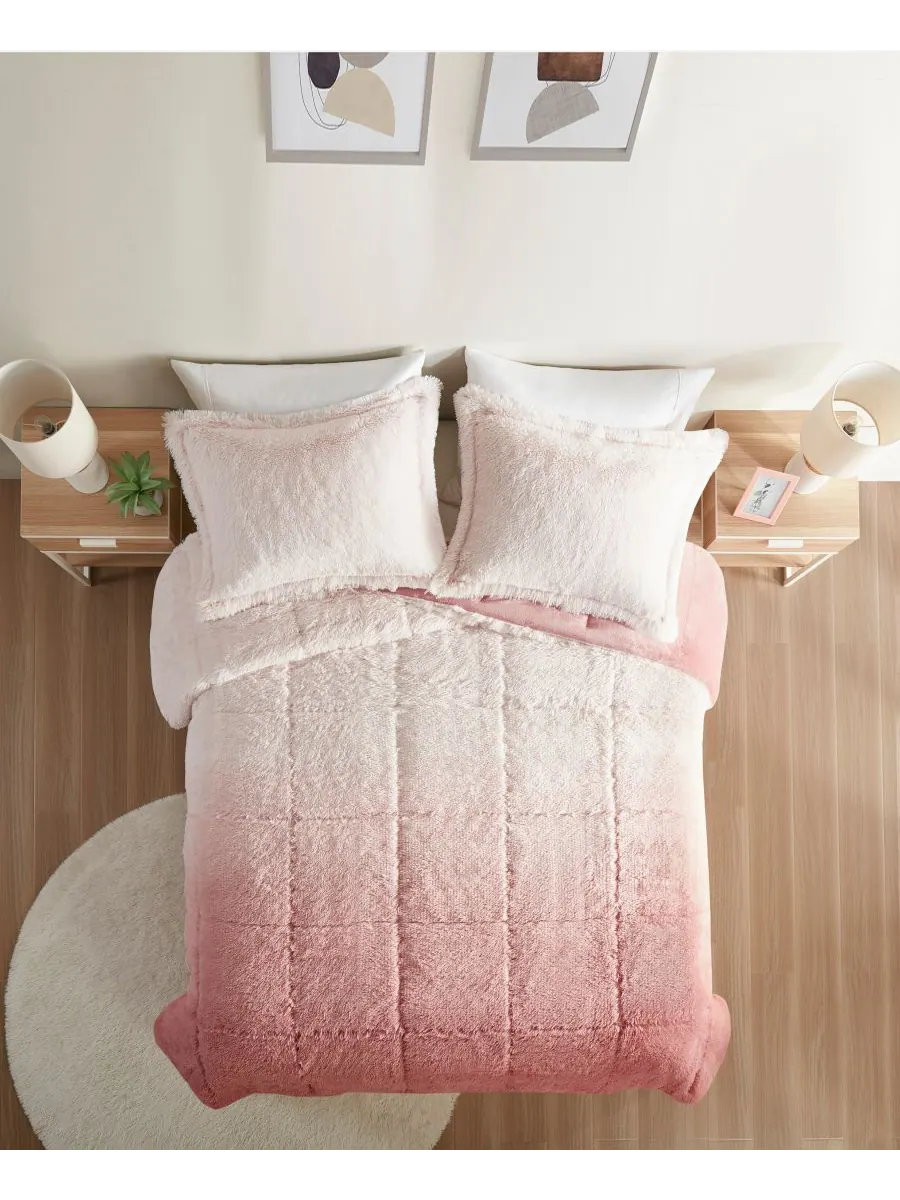 Комплект постельного белья Brielle Ombre из 3 предметов с пушистым искусственным мехом, размер — изображение 7 из 9