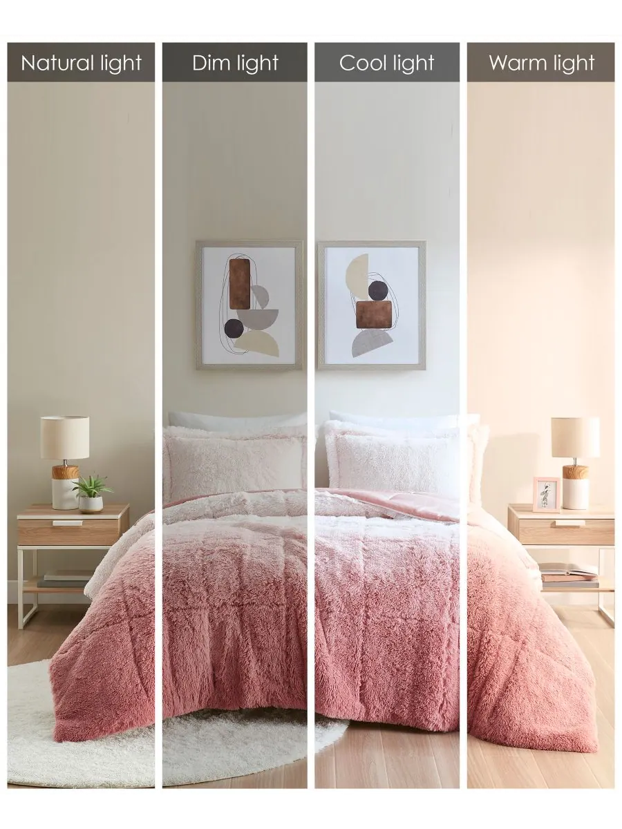 Комплект постельного белья Brielle Ombre из 3 предметов с пушистым искусственным мехом, размер — изображение 8 из 9