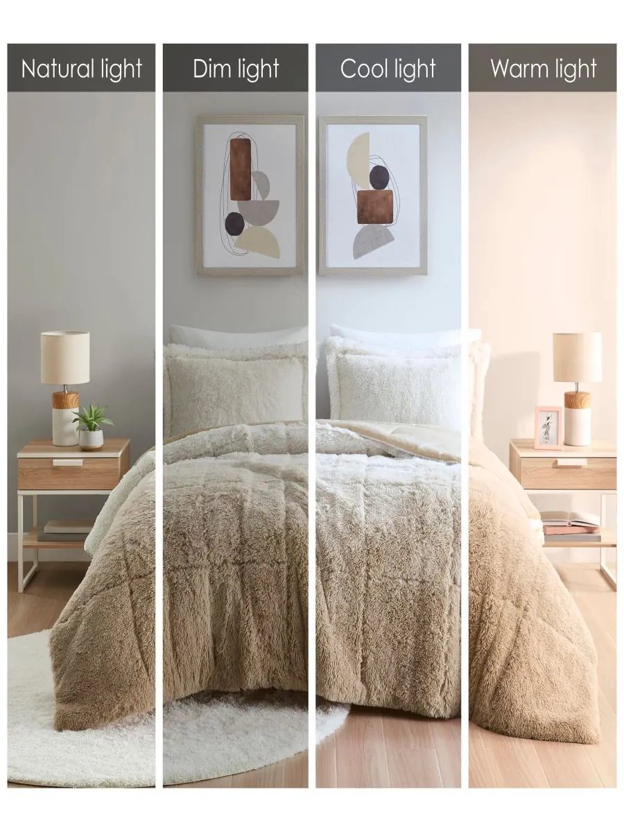 Комплект постельного белья Brielle Ombre из 3 предметов с пушистым искусственным мехом, размер — изображение 10 из 10