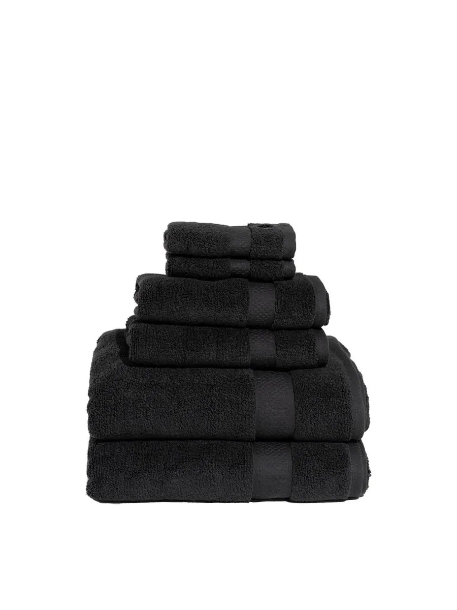Фирменный набор полотенец из 6 предметов из однотонного хлопка Royal Velvet — черный
