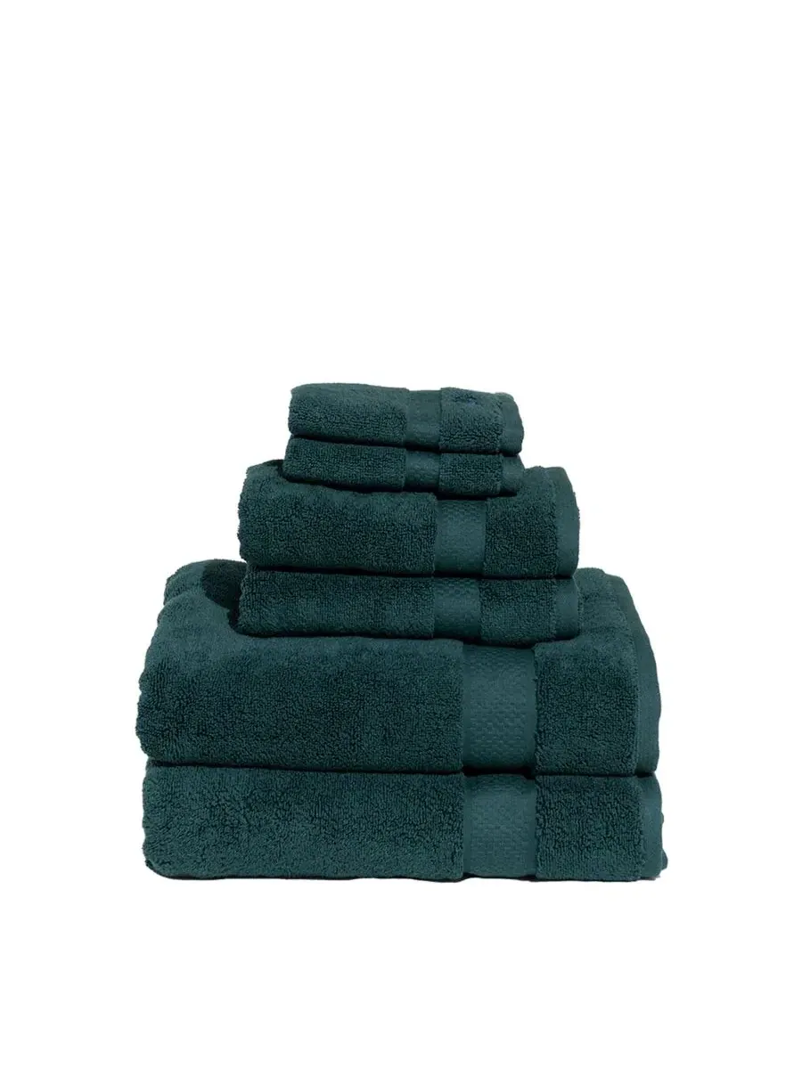 Фирменный набор полотенец из 6 предметов из однотонного хлопка Royal Velvet — зеленый