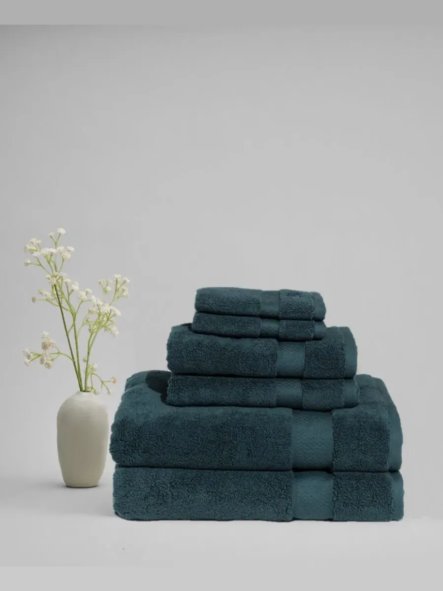 Фирменный набор полотенец из 6 предметов из однотонного хлопка Royal Velvet — изображение 2 из 3, зеленый
