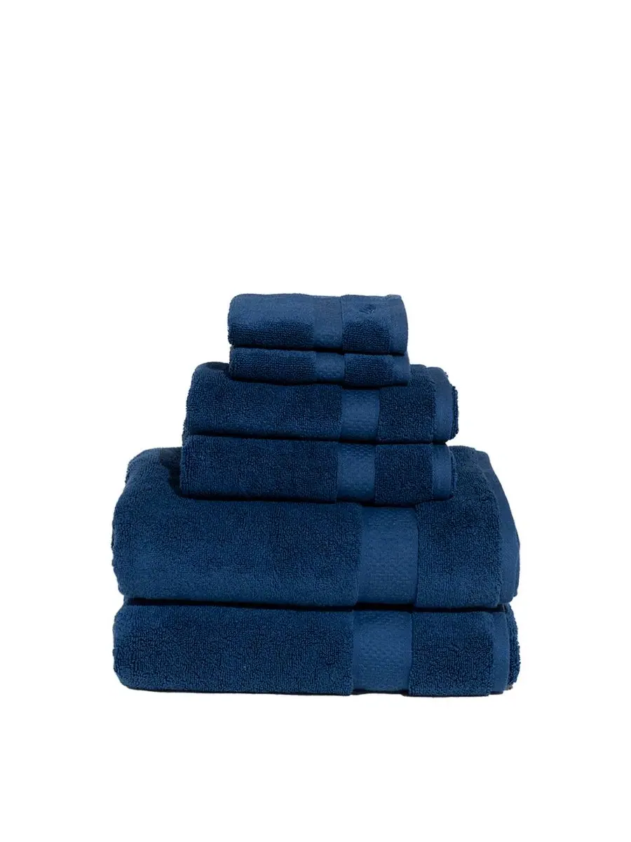 Фирменный набор полотенец из 6 предметов из однотонного хлопка Royal Velvet — изображение 1 из 3, темно-синий