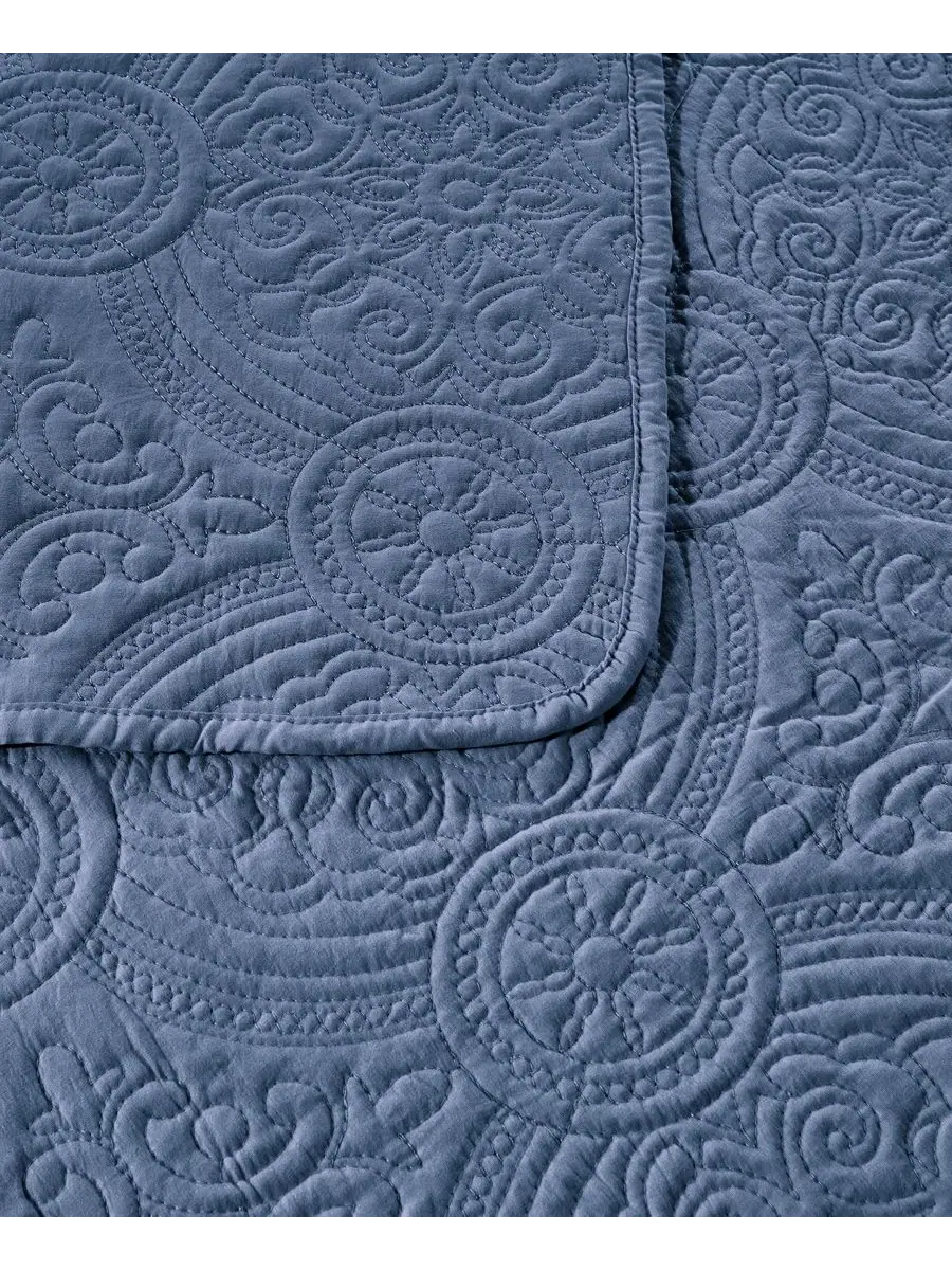 Набор стеганых одеял с медальонной строчкой, королевский размер Simply Soft — изображение 3 из 6, синий