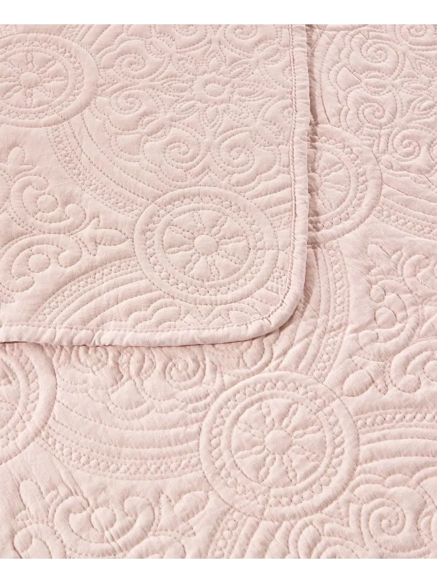 Комплект стеганого покрывала Mischa Medallion 3 предмета King Simply Soft — изображение 3 из 6, розовый