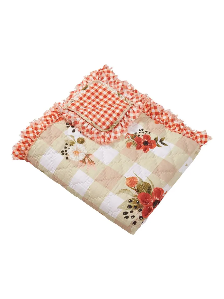 Хлопковый двусторонний стеганый плед, 50 x 60 дюймов Greenland Home Fashions, цвет truffle wheatly — изображение 4 из 4