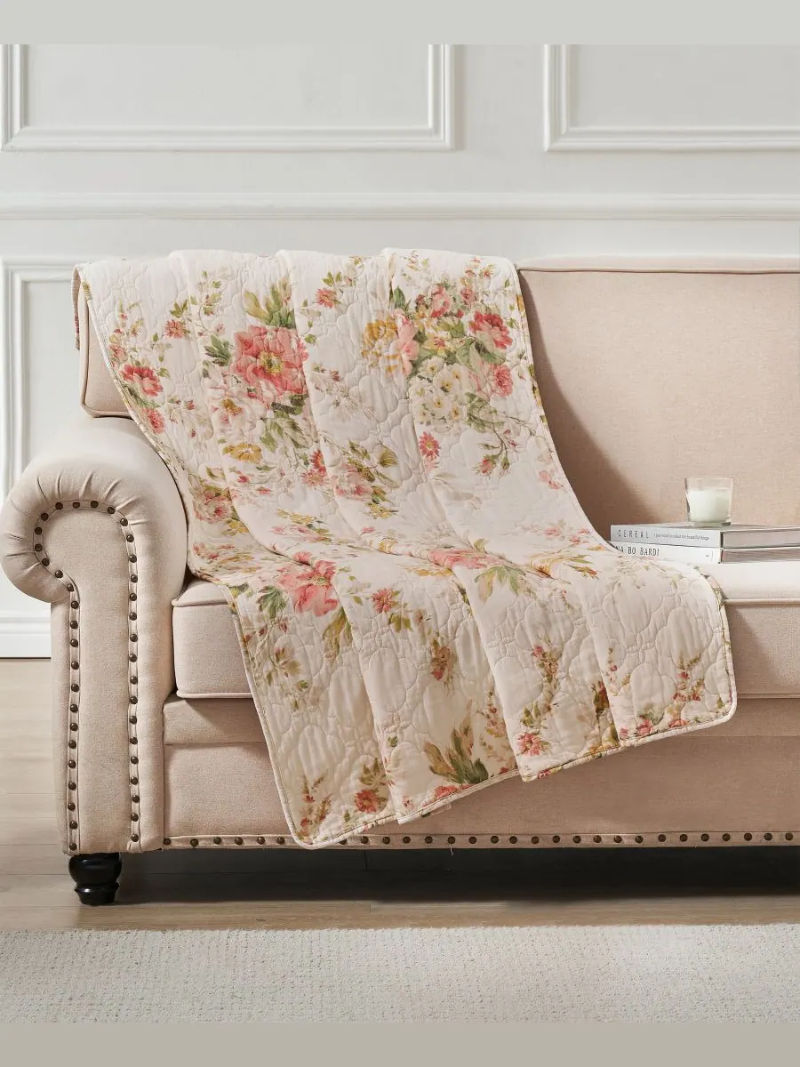 Хлопковый двусторонний стеганый плед, 50 x 60 дюймов Greenland Home Fashions, Buttercup Floral
