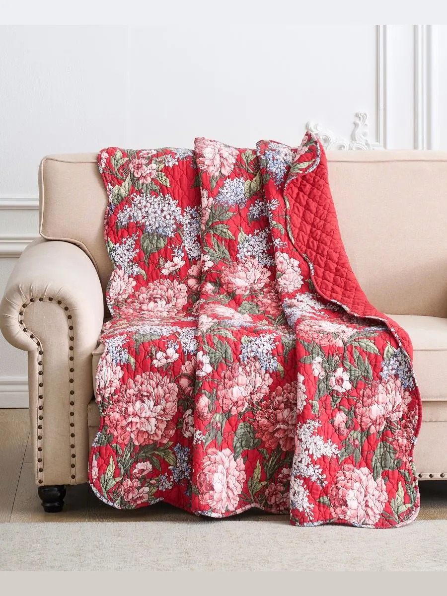 Хлопковый двусторонний стеганый плед, 50 x 60 дюймов Greenland Home Fashions, цвет garnet floral
