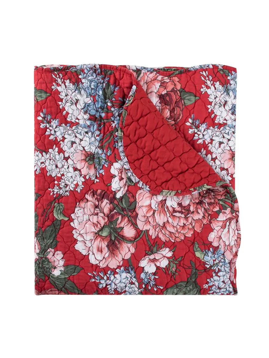 Хлопковый двусторонний стеганый плед, 50 x 60 дюймов Greenland Home Fashions, цвет garnet floral — изображение 2 из 4