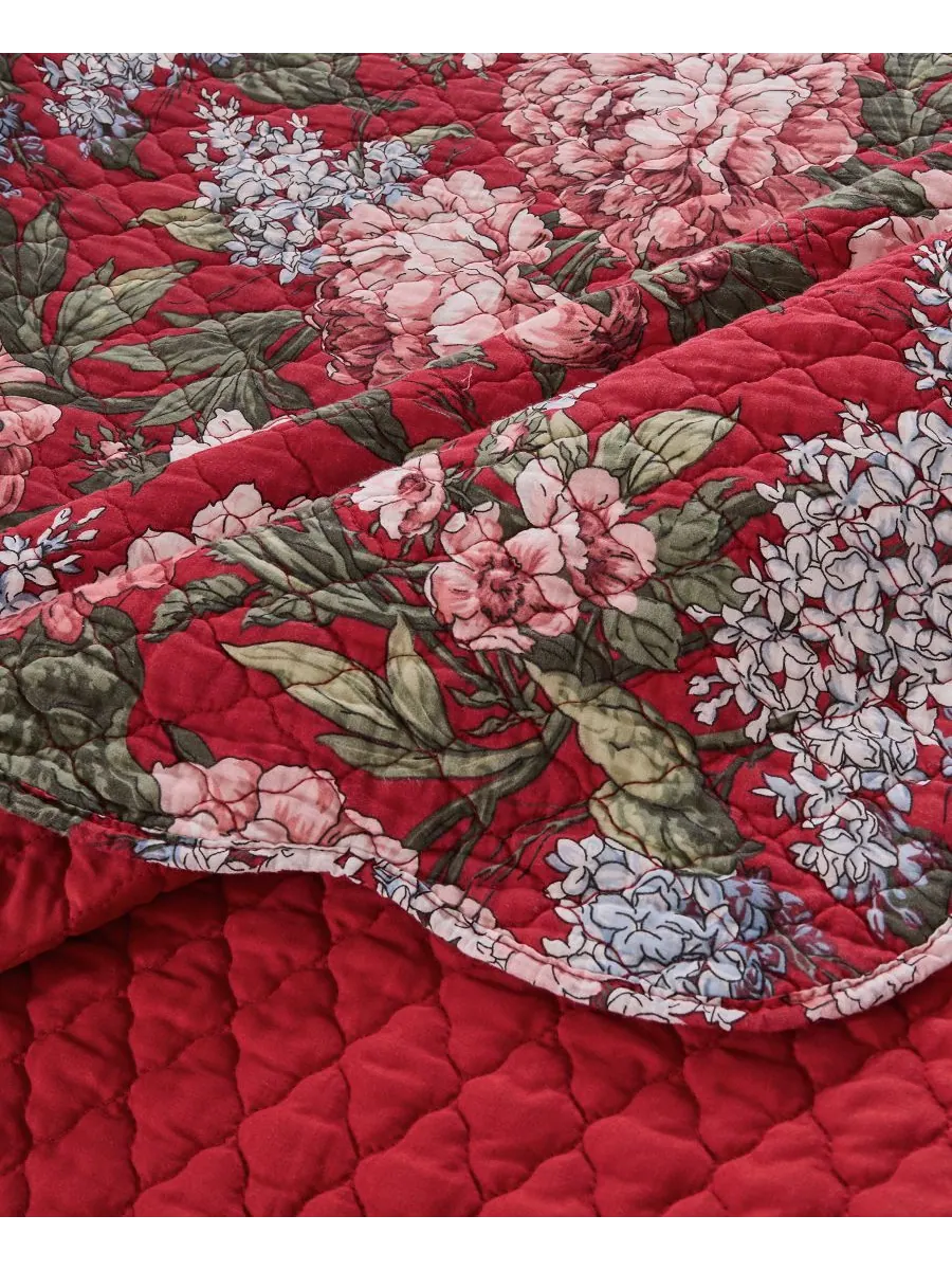 Хлопковый двусторонний стеганый плед, 50 x 60 дюймов Greenland Home Fashions, цвет garnet floral — изображение 4 из 4