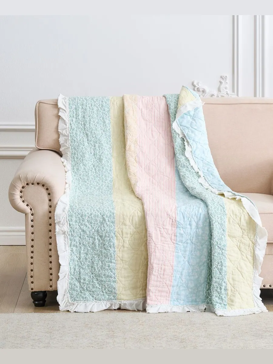 Хлопковый двусторонний стеганый плед, 50 x 60 дюймов Greenland Home Fashions, цвет pastel ruffled