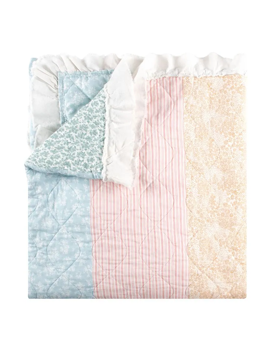 Хлопковый двусторонний стеганый плед, 50 x 60 дюймов Greenland Home Fashions, цвет pastel ruffled — изображение 2 из 4