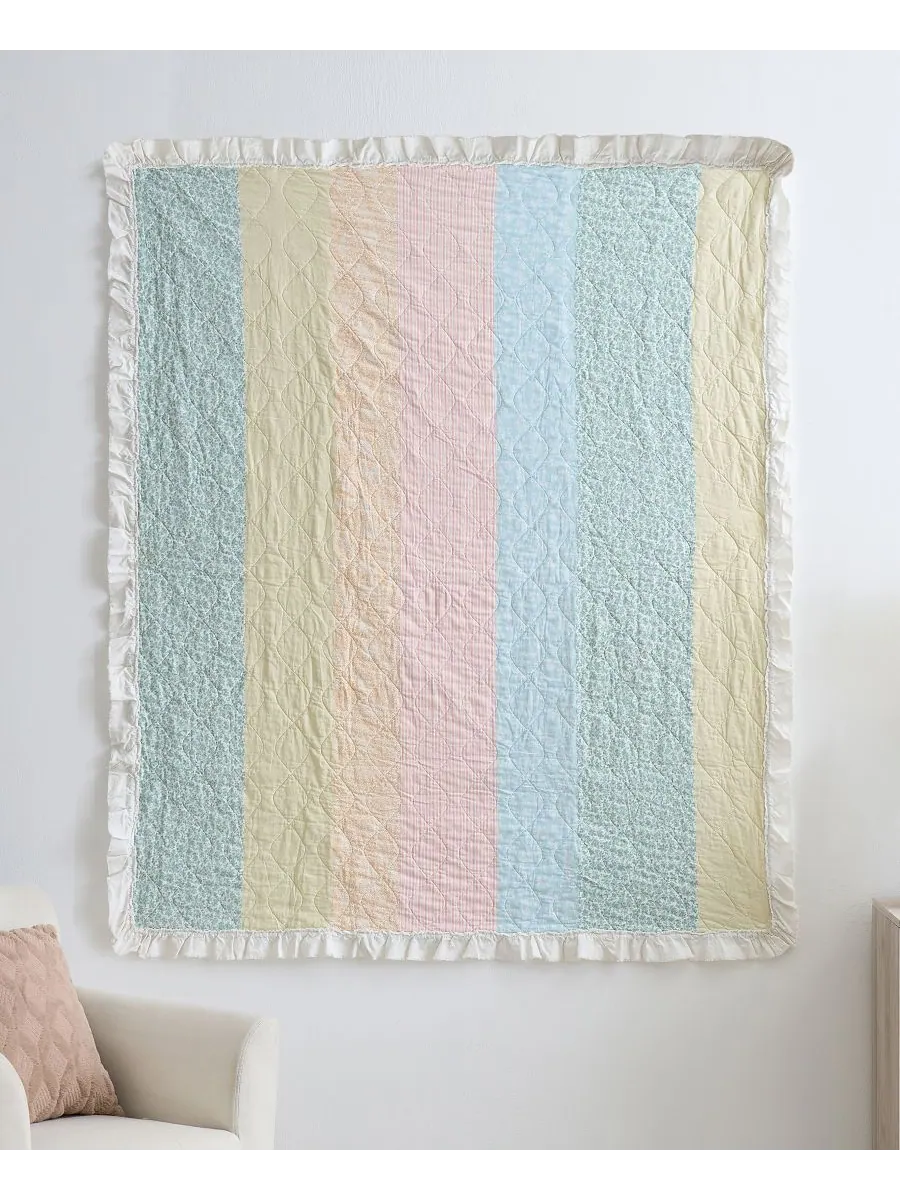 Хлопковый двусторонний стеганый плед, 50 x 60 дюймов Greenland Home Fashions, цвет pastel ruffled — изображение 3 из 4