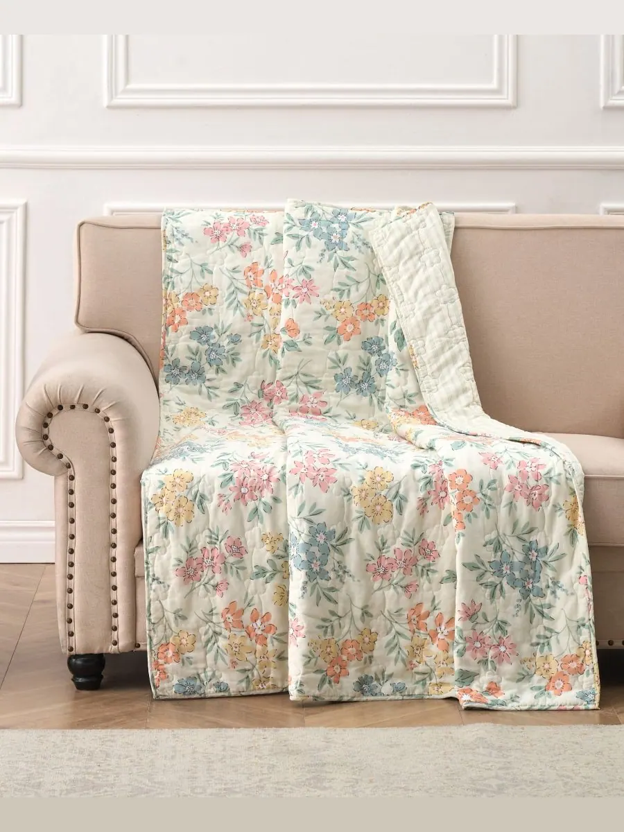 Хлопковый двусторонний стеганый плед, 50 x 60 дюймов Greenland Home Fashions — изображение 1 из 4, пастельный